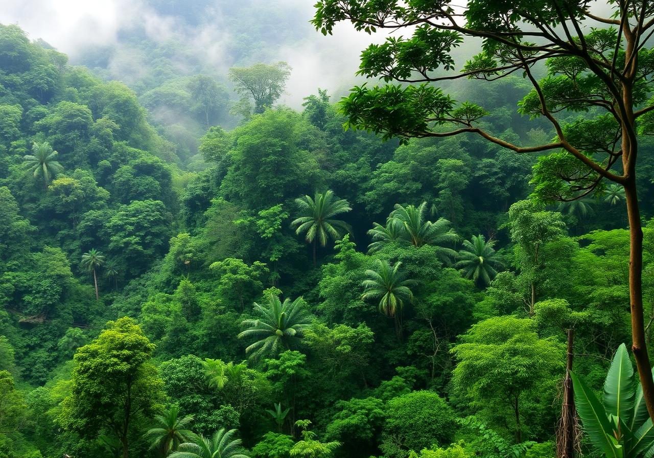 Lush Guatemalan rainforest in the highlands